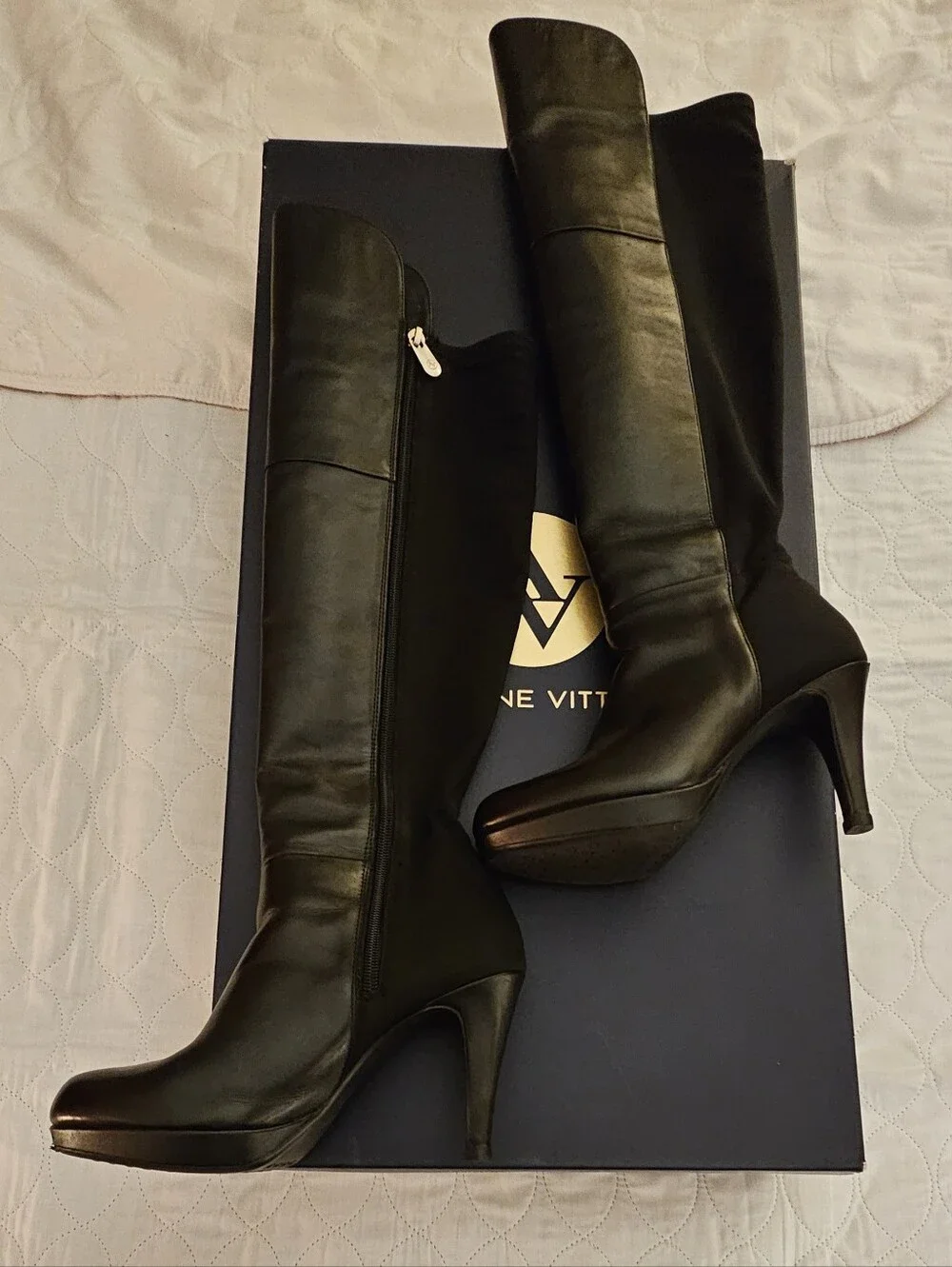 Black Women's High-Heel Knee Boots - Classic Riding Style